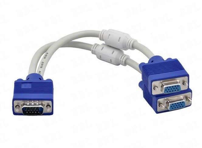 VGA 1 to 2 Splitter Adapter Cable (Local Stock) (Brand New)