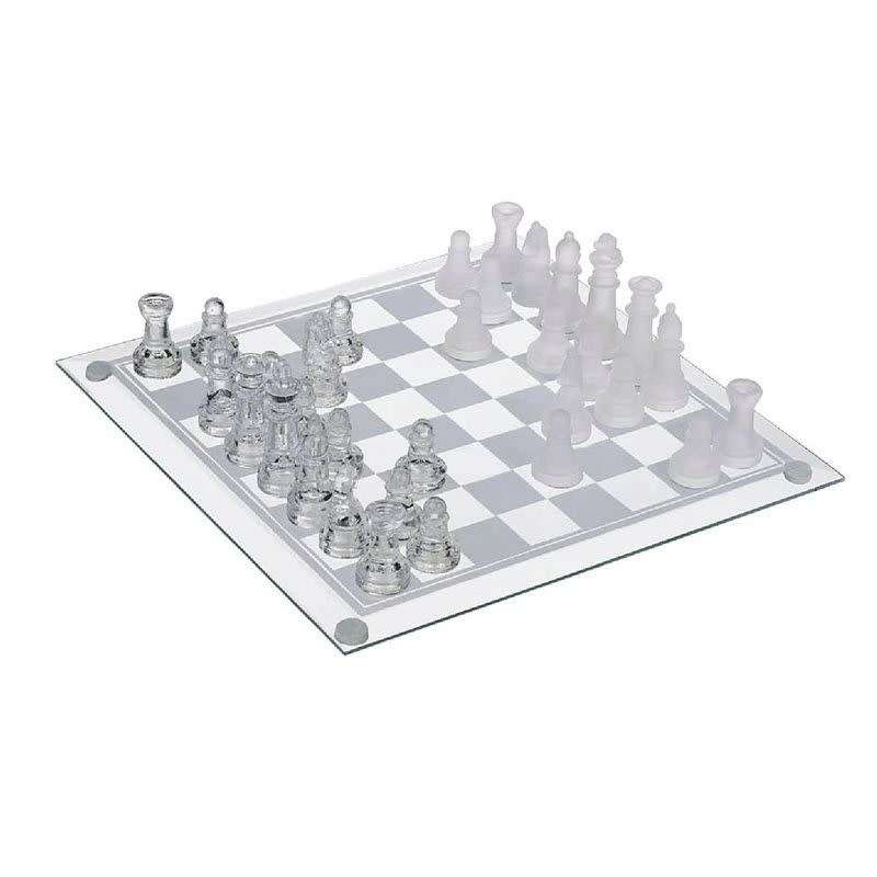 GS Glass Chess Set Board Game Elegant Design 32 Frosted and Clear Pieces (Local Stock)