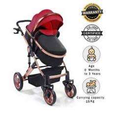 Baby Pram Stroller - 3 Function Foldable Baby Pram with Car Seat- MAROON