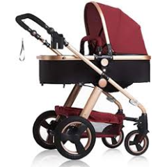 Baby Pram Stroller - 3 Function Foldable Baby Pram with Car Seat- MAROON