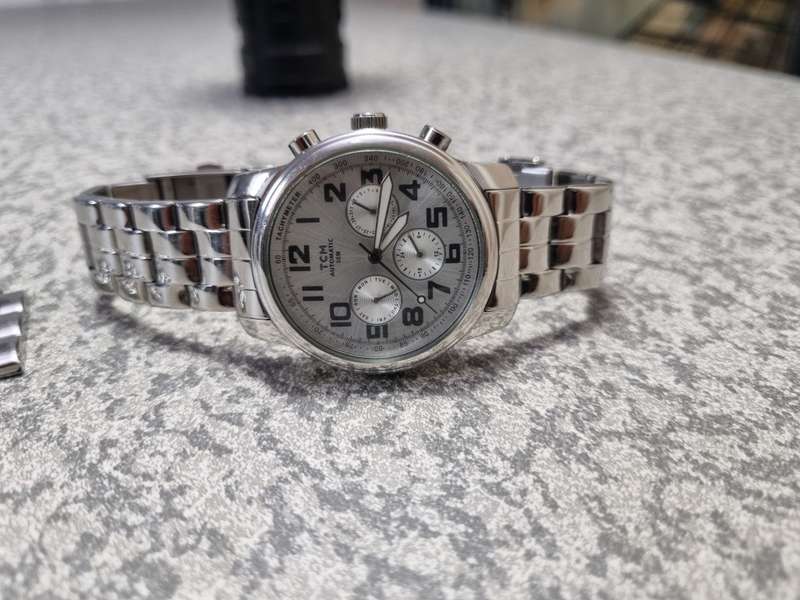 TCM Automatic watch Silver-tone Stainless Steel Chronograph