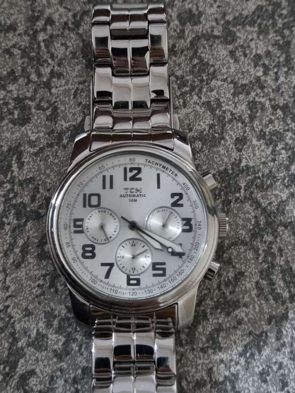 TCM Automatic watch Silver-tone Stainless Steel Chronograph