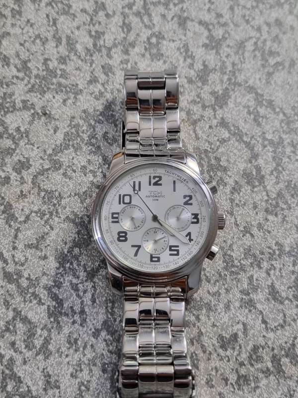 TCM Automatic watch Silver-tone Stainless Steel Chronograph
