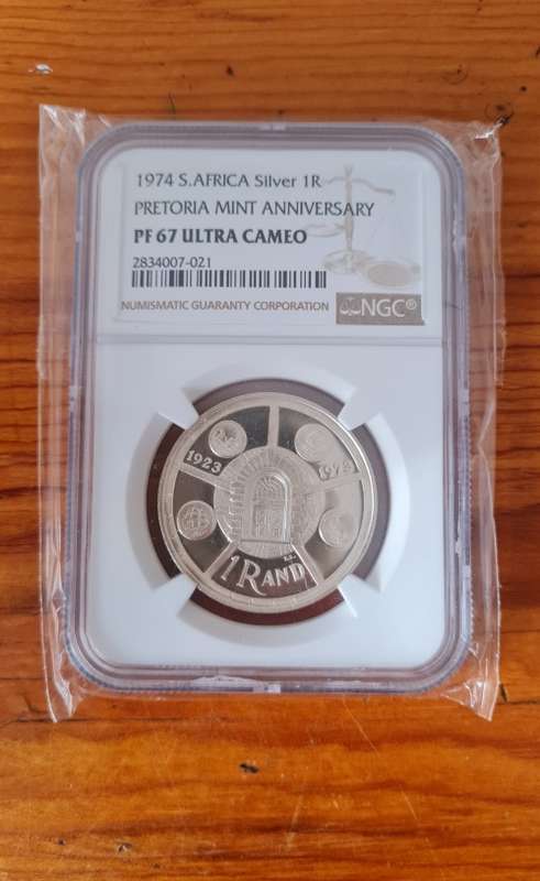 1974 S.Africa Silver 1R - Pretoria Mint Anniversary