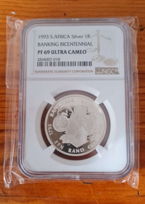 1993 S Africa Silver 1 Rand - Banking Bicentennial