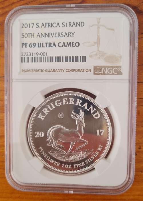 2017 SA Silver Krugerrand - 50th Anniversary - PF69 Ultra Cameo