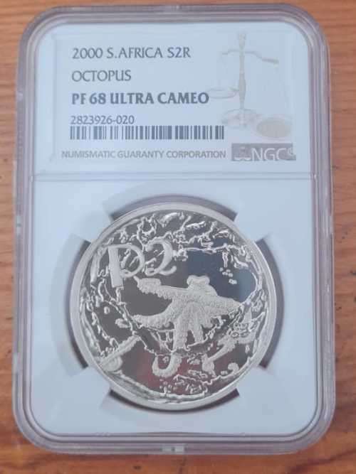 2000 Silver 2 Rand - Octopus PF68