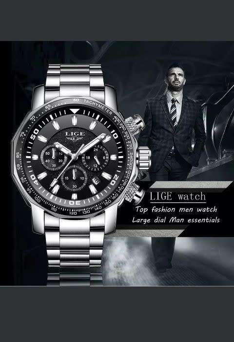 Masculin Mens Wristwatches Big Dial Military LIGE Chronograph Top Brand Luxury