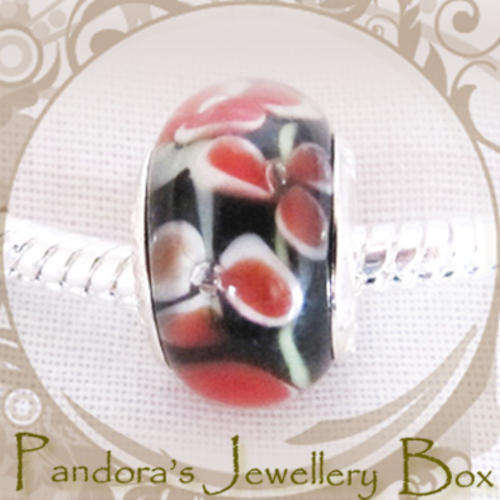 PANDORA STAMPED MURANO Bead Charms with 925 Stering Silver Cores