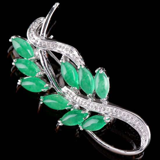 Noble Green Jade Wheat BROOCH