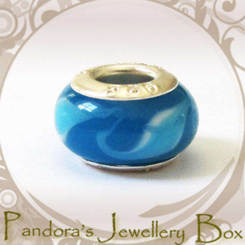 "PANDORA" stamped Murano Bead Charm with 925 Silver Core for Pandora Bracelet