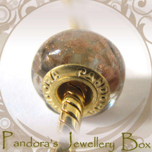 Uncommon GOLD Core "PANDORA" Stamped Murano Bead Charm for Pandora Bracelet