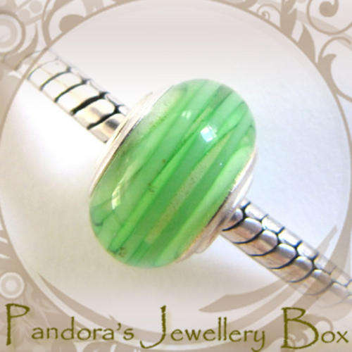 "Sheaves of Grass" MURANO Bead Charm with Sterling Silver Core for PANDORA Bracelet