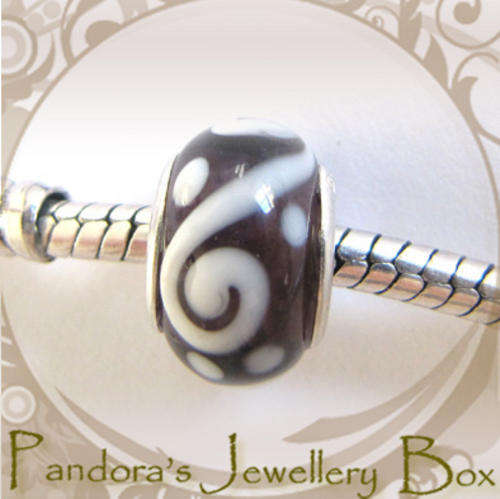 "Modern Concept" MURANO Bead Charm with Sterling Silver Core for PANDORA Bracelet