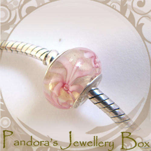 "Pink & Pretty" MURANO Bead Charm with Sterling Silver Core for PANDORA Bracelet