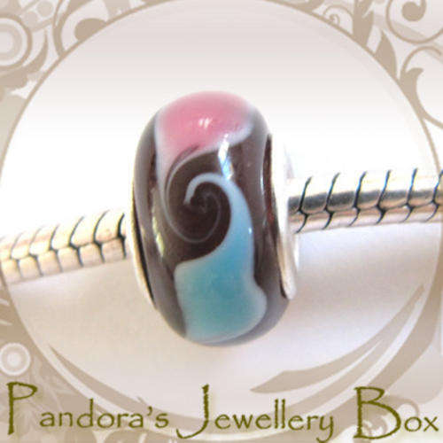 "Waves of Love & Emotion" MURANO Bead Charm with Sterling Silver Core for PANDORA Bracelet