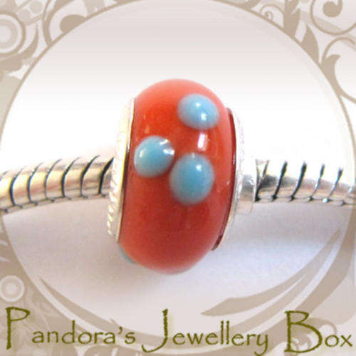 STAMPED Murano EURO BEAD CHARM with 925 Stering Silver Core
