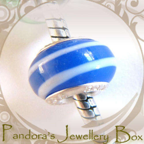 Stamped Murano EURO BEAD CHARM with 925 Stering Silver Core