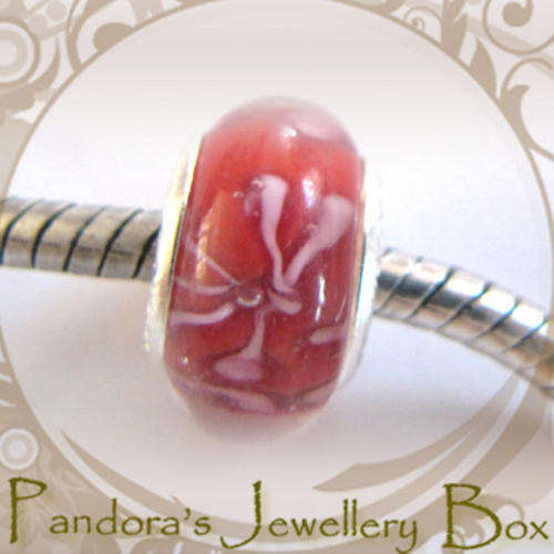STAMPED Murano EURO BEAD CHARM with 925 Stering Silver Core