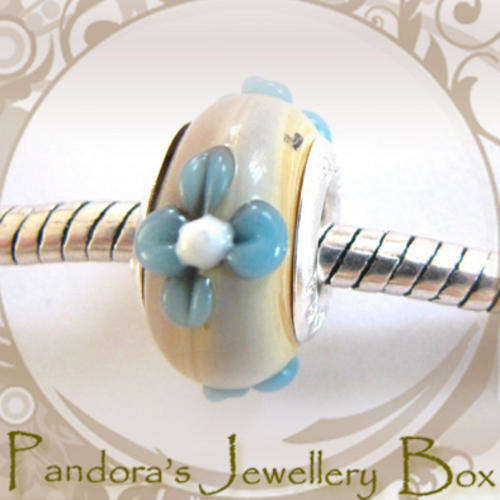 Stamped Murano EURO BEAD CHARM with 925 Stering Silver Core