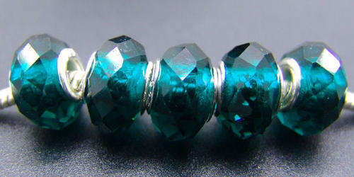 5pcs Superb Multi-Faceted Crystal Glass Bead Charms for EURO Bracelet