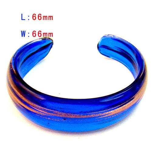 Vibrant Blue & Gold Murano Cuff Bracelet