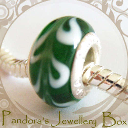 Stamped Murano EURO BEAD CHARM with 925 Stering Silver Core