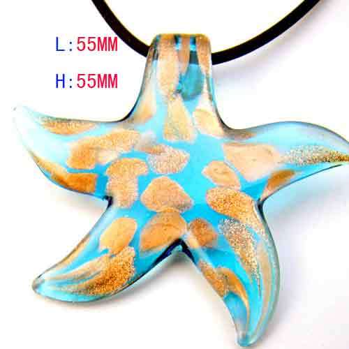 Unique Starfish Murano Lampwork Glass Pendant