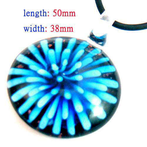 Unique Blue Fireworks Lampwork Glass Pendant