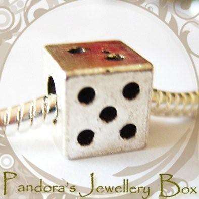 "Lucky Dice" Tibetan Silver Decorative Spacer EURO Bead Charm