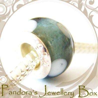 Murano Lampwork Glass EURO Bead Charm with 925 Sterling Silver Core