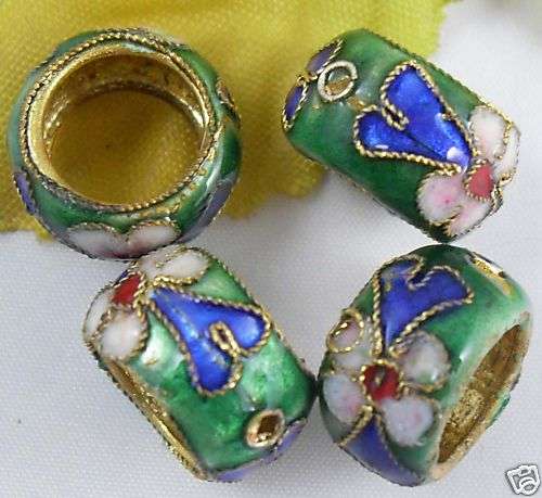 Green Cloisonne EURO Bead with Gold Core
