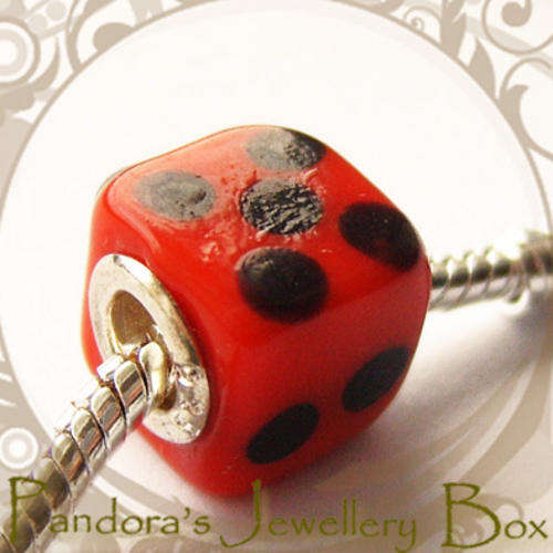 Murano Lampwork Glass EURO Bead Charm with 925 Sterling Silver Core