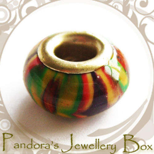 Funky Wooden Painted EURO Bead Charm