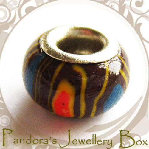 Funky Wooden Painted EURO Bead Charm