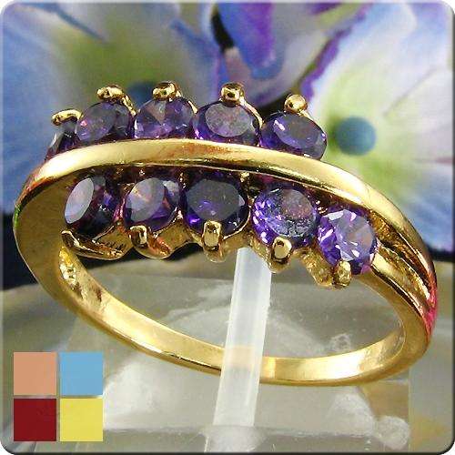 LIGHT PARTY BLING! 10x3mm Purple Amethyst Round Cut 18kgp Ring - Size 8