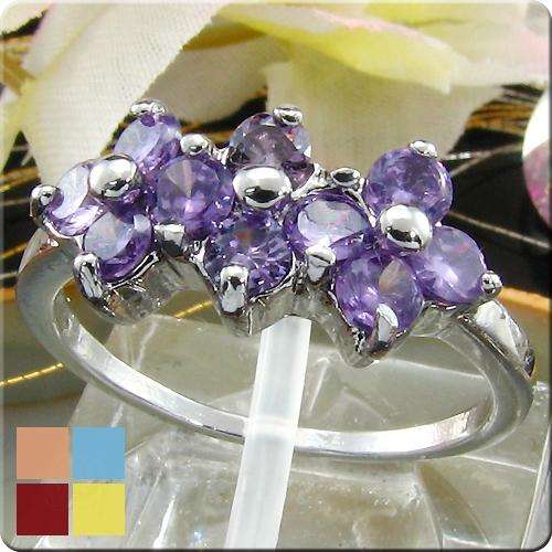 LIGHT PARTY BLING! 13x3mm Purple Amethyst Round Cut 18kgp Ring - Size 6