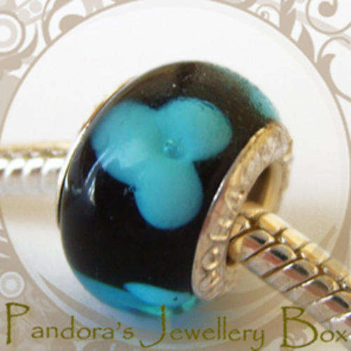 STAMPED Murano Lampwork Glass EURO Charm with 925 Sterling Silver Core for EURO Bracelet