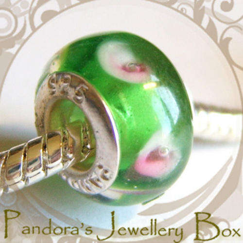 STAMPED Murano Lampwork Glass EURO Charm with 925 Sterling Silver Core for EURO Bracelet