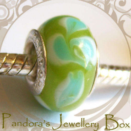 STAMPED Murano Lampwork Glass EURO Charm with 925 Sterling Silver Core for EURO Bracelet