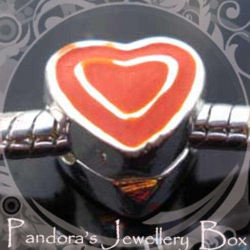 Enamel Heart EURO CLIP ON STOPPER / LOCK Pandora Bacio Troll