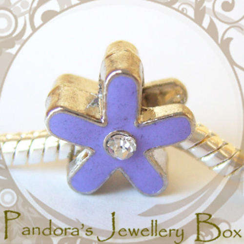 Enamel Flower Crystal Tibetan Silver EURO Bead Charm