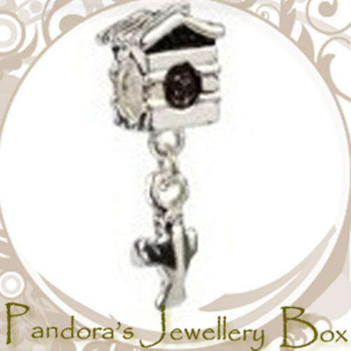 BIRD DANGLE & HOUSE 925 Sterling Silver EURO Bead Charm