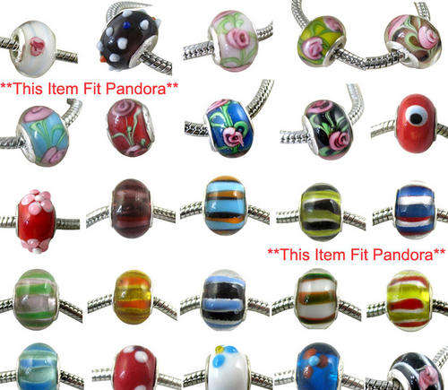 R625!!! WOW! 25 Murano Bead Charms with 925 Sterling Silver Core