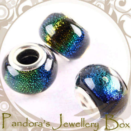 NEW & UNUSUAL! Amazing Coloured Dichroic Murano Lampwork Glass for EURO Bracelet