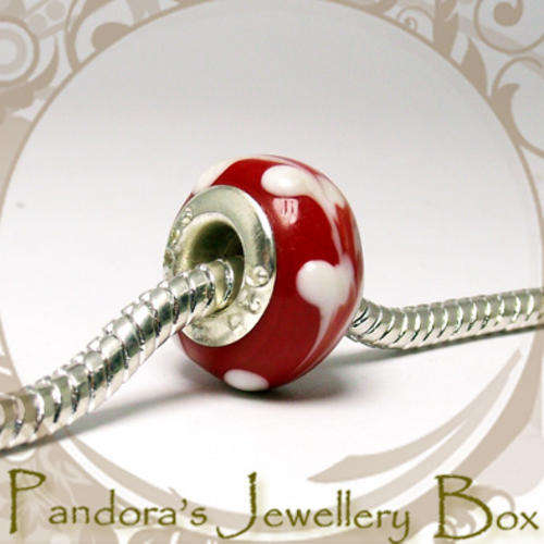 Beautiful Murano Lampwork Glass EURO Charm with 925 Sterling Silver Core for EURO Bracelet