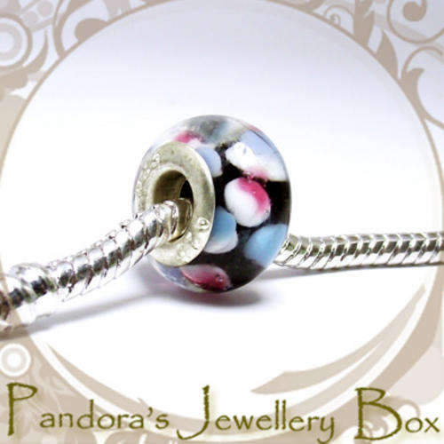 Beautiful Murano Lampwork Glass EURO Charm with 925 Sterling Silver Core for EURO Bracelet