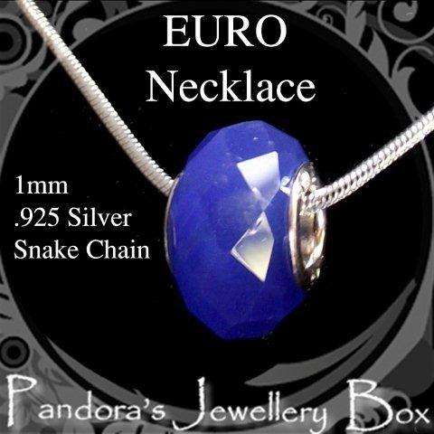 925 Sterling Silver MURANO EURO Bead Charm & Necklace