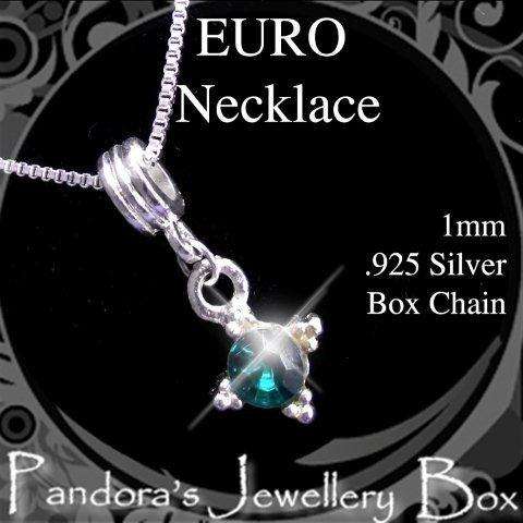 CRYSTAL Bead Charm & 925 Sterling Silver Necklace
