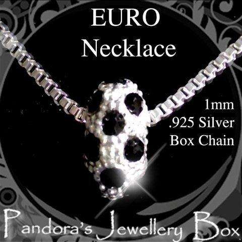 925 Sterling Silver CRYSTAL EURO Bead Charm & Necklace